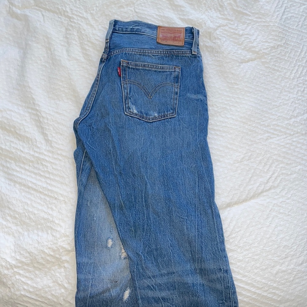 Levi’s 501 ct dark wash ripped jeans (customized and tapered)
